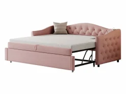 ModernLuxe Cama Nido|Cama nido de lino 90x200 cm y 90x190 cm - con puerto USB y somier -