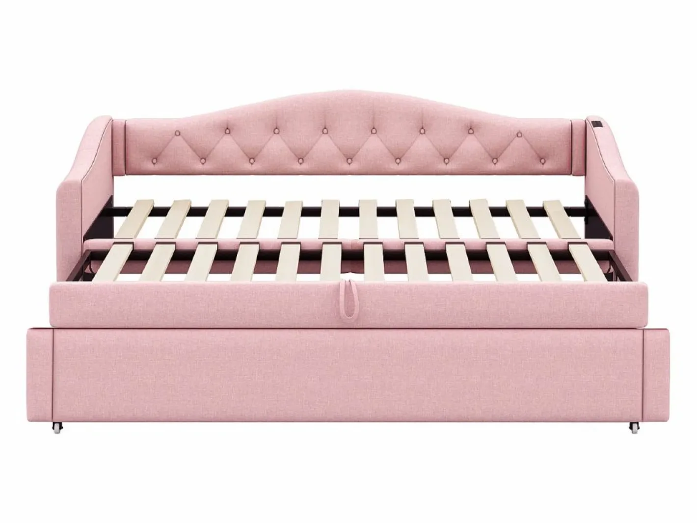 ModernLuxe Cama Nido|Cama nido de lino 90x200 cm y 90x190 cm - con puerto USB y somier -