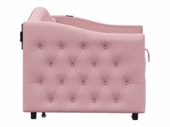 ModernLuxe Cama Nido|Cama nido de lino 90x200 cm y 90x190 cm - con puerto USB y somier -