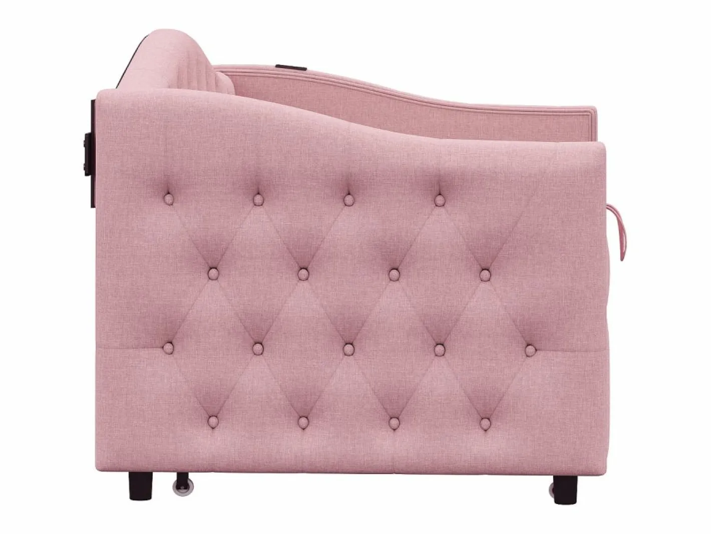 ModernLuxe Cama Nido|Cama nido de lino 90x200 cm y 90x190 cm - con puerto USB y somier -