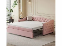 ModernLuxe Cama Nido|Cama nido de lino 90x200 cm y 90x190 cm - con puerto USB y somier -