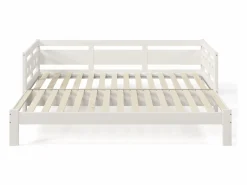OKWISH Cama nido diván 90x190 cm de pino macizo con segunda cama y estructura enrollable - Blanco New
