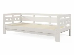 OKWISH Cama nido diván 90x190 cm de pino macizo con segunda cama y estructura enrollable - Blanco New