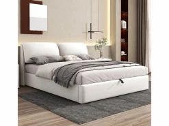 DripeX Cama nido en terciopelo , 180 x 200 cm, con 3 cajones y cabecero ajustable, carga máx. 300kg Blanco Outlet