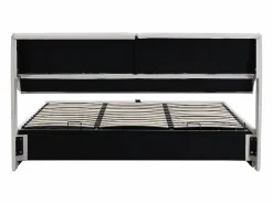 DripeX Cama nido en terciopelo , 180 x 200 cm, con 3 cajones y cabecero ajustable, carga máx. 300kg Blanco Outlet
