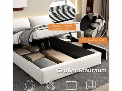DripeX Cama nido en terciopelo , 180 x 200 cm, con 3 cajones y cabecero ajustable, carga máx. 300kg Blanco Outlet