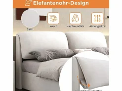 DripeX Cama nido en terciopelo , 180 x 200 cm, con 3 cajones y cabecero ajustable, carga máx. 300kg Blanco Outlet