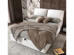 DripeX Cama nido en terciopelo , 140 x 190 cm, con 3 cajones y cabecero ajustable, carga máx. 300kg Blanco Online