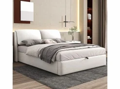 DripeX Cama nido en terciopelo , 140 x 190 cm, con 3 cajones y cabecero ajustable, carga máx. 300kg Blanco Online