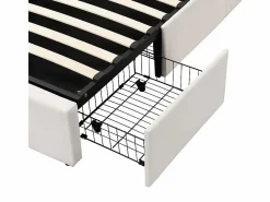 DripeX Cama nido en terciopelo , 140 x 190 cm, con 3 cajones y cabecero ajustable, carga máx. 300kg Blanco Online