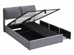 Cama nido en terciopelo , 140 x 190 cm, con 3 cajones y cabecero ajustable, carga máx. 300kg^DripeX Online