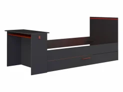 Vente-unique Cama Nido|Cama nido gamer 90 x 200 et 90 x 190 cmcm con escritorio y LEDs antracita y rojo - VOUANI