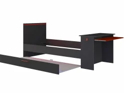 Vente-unique Cama nido gamer 2 x 90 x 200 con escritorio y LEDs antracita y rojo + somier VOUANI Gris antracita Best