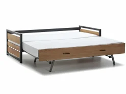 Cama nido industrial 90 x 190 cm de MDF Pino y metal con colchón BOSTON^Vente-unique Online