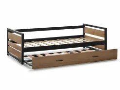 Cama nido industrial 90 x 190 cm de MDF Pino y metal con colchón BOSTON^Vente-unique Online