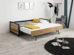 Cama nido industrial 90 x 190 cm MDF, pino y metal BOSTON^Vente-unique