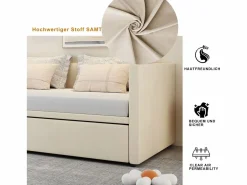 Merax Cama Diván|Cama Nido|Cama nido infantil 90 x 200 cm - terciopelo - estilo contemporáneo - color