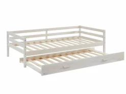 Vente-unique Cama nido infantil 2 x 90 x 190 cm Pino macizo y MDF con colchón AEDAN II Blanco Sale