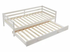 Vente-unique Cama nido infantil 2 x 90 x 190 cm Pino macizo y MDF con colchón AEDAN II Blanco Sale