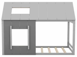 Merax Cama Montessori|Cama nido infantil de 90 x 200 cm - pino y MDF - color: Gris