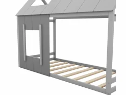 Merax Cama Montessori|Cama nido infantil de 90 x 200 cm - pino y MDF - color: Gris