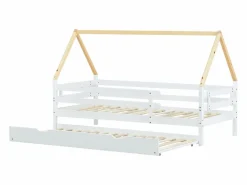 Cama nido infantil de 90x200 cm con cama nido de 90x190 cm en madera blanca^Hauss Spole Outlet