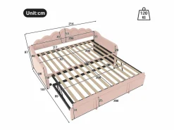 Cama nido infantil 90x200 cm con LED convertible en cama para adultos 180x200 cm, terciopelo, , sin colchón^Hauss Spole Sale