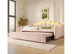 Cama nido infantil 90x200 cm con LED convertible en cama para adultos 180x200 cm, terciopelo, , sin colchón^Hauss Spole Sale