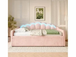 Cama nido infantil 90x200 cm con LED convertible en cama para adultos 180x200 cm, terciopelo, , sin colchón^Hauss Spole Sale