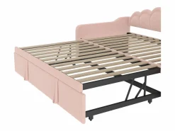 Cama nido infantil 90x200 cm con LED convertible en cama para adultos 180x200 cm, terciopelo, , sin colchón^Hauss Spole Sale