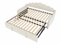 Hauss Spole Cama Diván|Cama Nido|Cama nido infantil 90x200 cm con LED convertible en cama para adultos 180x200 cm, terciopelo, , sin colchón