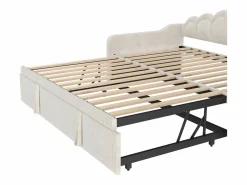 Hauss Spole Cama Diván|Cama Nido|Cama nido infantil 90x200 cm con LED convertible en cama para adultos 180x200 cm, terciopelo, , sin colchón
