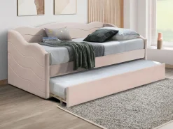 Cama nido LENVIA 2 x 90 x 190 cm en terciopelo -^Vente-unique Sale