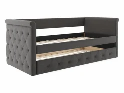 Vente-unique Cama Diván|Cama Nido|Cama nido LOUISE con diván tapizado en tela , 2x90x190cm