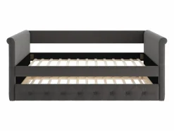 Vente-unique Cama Diván|Cama Nido|Cama nido LOUISE con diván tapizado en tela , 2x90x190cm