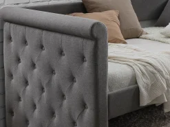 Vente-unique Cama Diván|Cama Nido|Cama nido LOUISE con diván tapizado en tela , 2x90x190cm