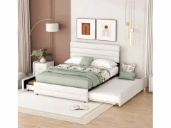 Cama Diván|Cama nido para adultos y niños 140 x 200 cm y 90 x 190 cm - Cama con plataforma extensible con 2 cajones con somier y cabecero -
