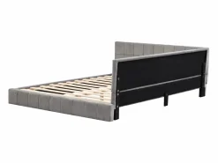 Cama nido tapizada de 140 x 200 cm, sofá cama, somier de láminas, cama para adultos, terciopelo, Gris Outlet