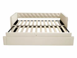 ModernLuxe Cama nido tapizada en terciopelo - 90/180x200 cm - con somier de láminas - Beige Outlet
