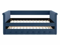 Vente-unique Cama nido tapizada LOUISE - 2x90x190cm - tela azul Azul oscuro
