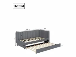 Cama nido tapizada 90x200cm - sofá cama nido, somier de láminas, camas juveniles, camas infantiles, camas supletorias, terciopelo -^ New
