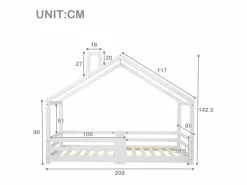 Cama nido 90x200 cm - Cama infantil con somier - protección anticaídas - Blanco Clearance