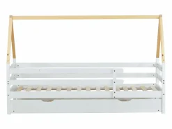 Cama nido 90x200/190 cm - Cama infantil con somier de láminas de madera y ruedas - y natural^ Outlet