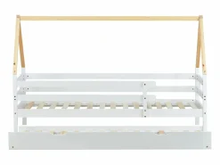 Cama nido 90x200/190 cm - Cama infantil con somier de láminas de madera y ruedas - y natural^ Outlet