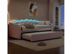 Merax Cama Nido|Cama nido 90x200 cm + cama 90x190 cm, sofá cama - terciopelo - LEDs - color (sin colchón)