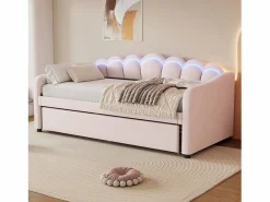 Merax Cama Nido|Cama nido 90x200 cm + cama 90x190 cm, sofá cama - terciopelo - LEDs - color (sin colchón)