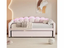 Merax Cama Nido|Cama nido 90x200 cm + cama 90x190 cm, sofá cama - terciopelo - LEDs - color (sin colchón)