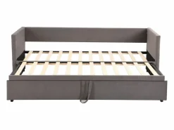 Cama nido 90/180x200 cm - sofá cama tapizado - cama extensible con somier - cama multifunción en tejido de terciopelo agradable para la piel - Gris Hot
