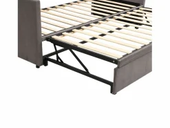 Cama nido 90/180x200 cm - sofá cama tapizado - cama extensible con somier - cama multifunción en tejido de terciopelo agradable para la piel - Gris Hot