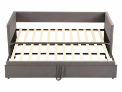 Cama nido 90/180x200 cm - sofá cama tapizado - cama extensible con somier - cama multifunción en tejido de terciopelo agradable para la piel - Gris Hot